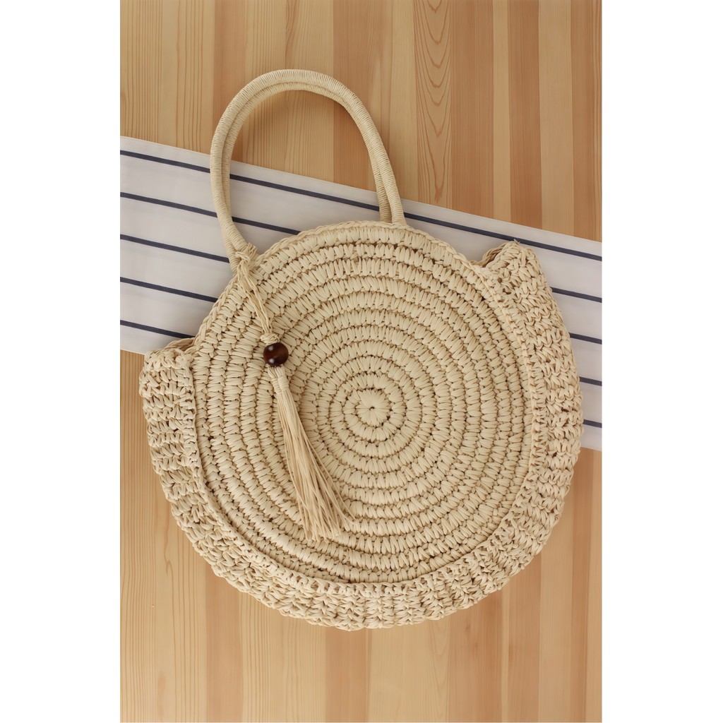 Bolsa circular de praia feminina bolsa Quadrado palha bolsa transversal verão Moda Textura trançada