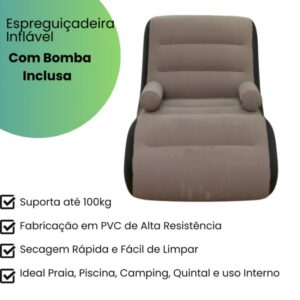 Sofá Inflável Impermeável Camping Puff Grande com Braço – 3XZ