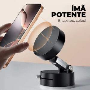 Suporte Celular Magnético 360° Ventosa Forte Painel Carro Portátil Ajustável Fixação Segura