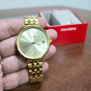 Relógio Mondaine Analógico Dourado Kit Coração 32597LPMKDE1K1