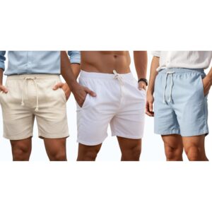 Kit 3 Short de Linho Masculino Mauricinho Premium Bermuda Casual Slim