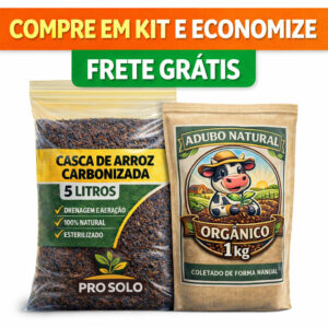Kit Casca de Arroz Carbonizada 5L + Adubo Orgânico 1KG Adubo Orgânico Natura