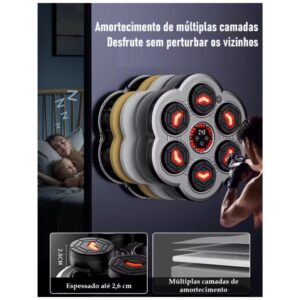 Máquina de Boxe Musical Bluetooth com Alvo Eletrônico + Par de Luvas de Boxe para Treinamento