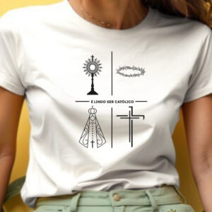 Camiseta Unissex Católica Estampada É Lindo Ser Católico Camisa blusa Premium