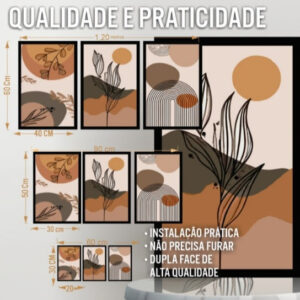 Quadro Decorativo Grande Minimalista Orgânico Floral Moderno Formas Escritório Sala Quarto