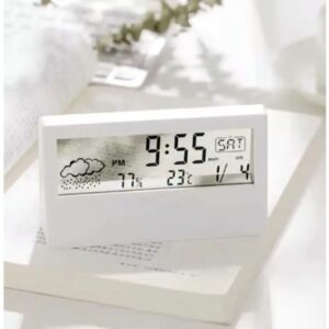 Relógio Multifuncional 13,2X7,3CM De Mesa De Cabeceira Com Temperatura E Umidade Alarme Eletrônico Digital LCD Criativo