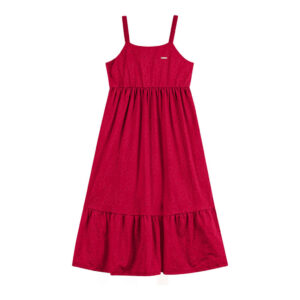 Vestido Midi Infantil Menina Devorê Floral Elian Vermelho