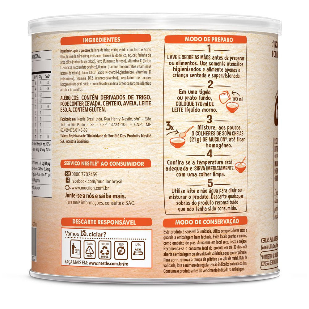 Cereal Infantil Mucilon Multicereais 400g