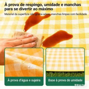 Tapete Piquenique Impermeável Dobrável 2x2m Grande com Alça Toalha Ideal para Picnic Parque Praias Passeios Prova  Água