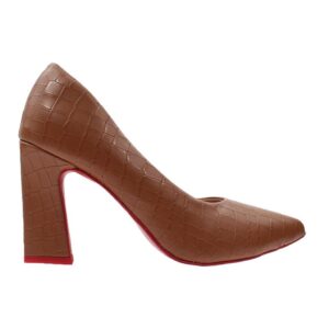 Scarpin Feminino Salto Grosso Material Croco Linha Confort
