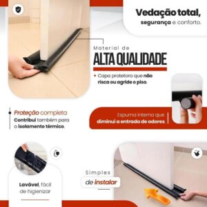 Veda Porta Ajustavel Protetor Rolinho Impermeavel sem Costura na Cor Preto e Marrom Tamanho de 80 90 100cm