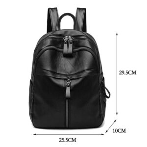 Mochila feminina com zíper de grande capacidade (preto)