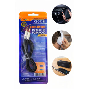 Cabo Auxiliar P2 Macho x P2 Macho 3,5mm 1.5m Inova Nylon Alta Qualidade