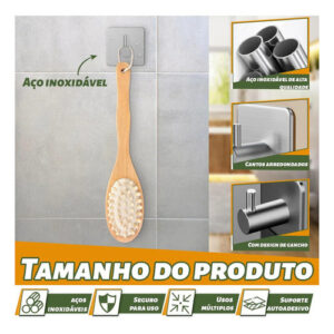 Kit 5 Ganchos Adesivos Autoadesivos Inox 304 Escovado Prateado – Resistente e Durável