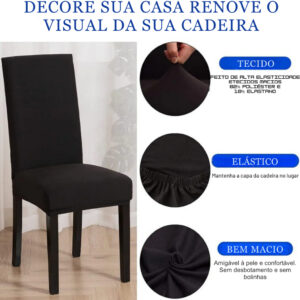 Kit 6 Capas De Cadeira de jantar em Malha Com Elástico