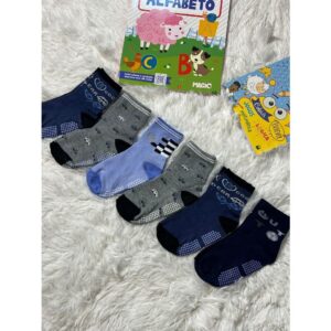 Kit 6/12 Pares de Meias Infantil Masculino Antiderrapante