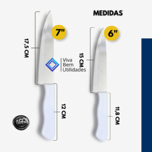 Kit Faca Cozinha 1, 2 ou 3 Pçs Inox Churrasco Açougue Uso Profissional Chef e Donas de Casa