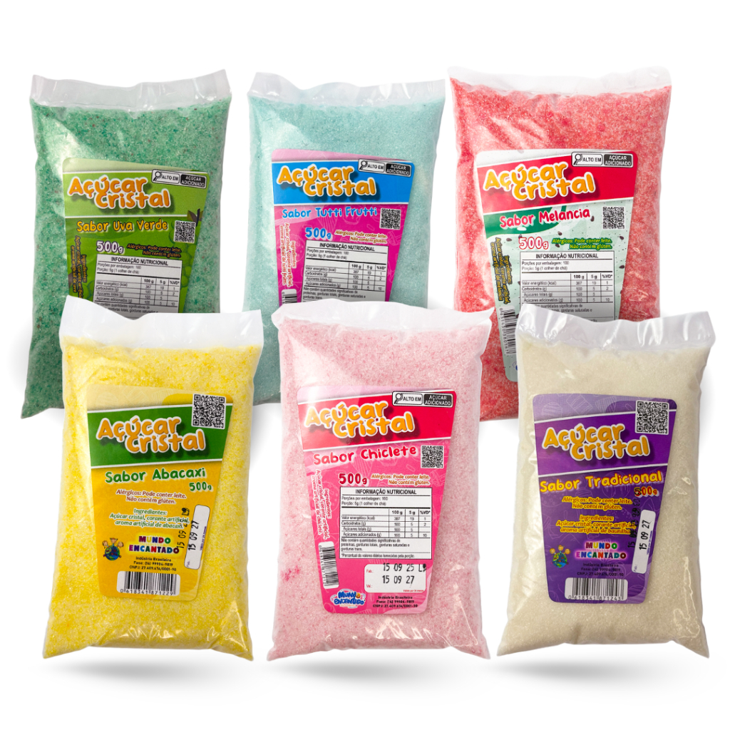 Kit 2un Açúcar para Algodão Doce Sabor, Confeito, Decoração, Bolos, Docinhos, Pipoca, Pirulito