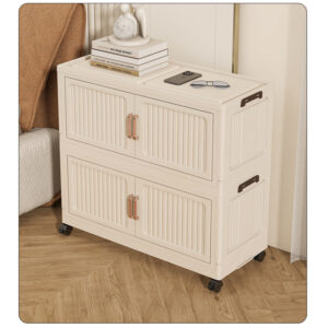 Caixa Organizadora Armário Armazenamento Dobrável Empilhavel com Porta Rodinhas Multiuso Tamanhos Diversos