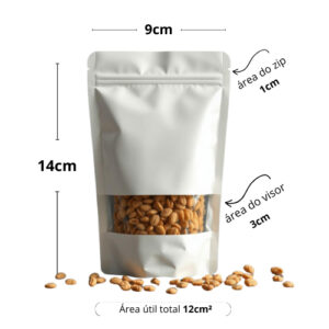 25 Sacos Saquinhos 09x14cm Stand Up Pouch Zip Hermético para Alimentos Organização