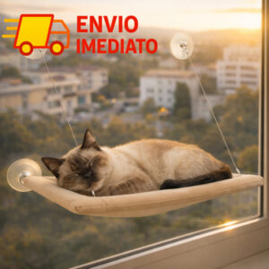 Cama de Janela para Gatos com Ventosas Suspensa Elevada Rede Reforçada Até 20kg