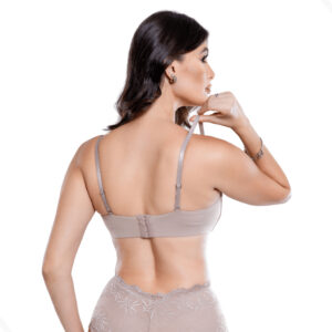 Sutiã tomara que caia Bege com bojo sutian bustie feminino alças removíveis