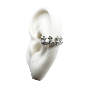 Piering conch Orelha Coroa Zircônia Aço Cirurgico Dourado Prateado