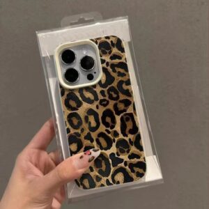 INS Marrom Leopardo Impressão Caso De Telefone Para iPhone 16 Pro Max 15 14 Plus 13 12 11 XR XS 16 Lichee Padrão Macio T