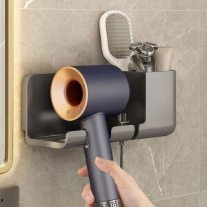 novo:Suporte Para Secador De Cabelo De Parede Sem Perfuracao 22,5 X 9 X 10 CM