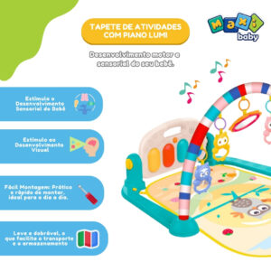 Tapete Ginásio de Atividades Para Bebê Piano Lumi Maxi Baby