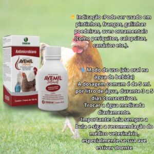 Avemil Tratamento Antibacteriano Solúvel Para Aves 100ml