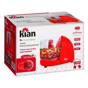 Processador de Alimentos Mini Eletrico Turbo 120w Vermelho 127v Kian