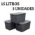 Kit 3 Caixas Organizadoras Cesto Multiuso Rattan 15 Litros Com Tampa Preto Empilhavel