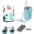Flat Mop Com 2 Refis De Limpeza Com Balde 5 Litros Esfregão E Rodo Mágico 360° Lava Seca Tira Pó