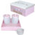 Potes Porcelana Kit Higiene Rosa Bebê Personalizado com Nome do Bebê