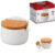 Saleiro Em Porcelana Com Colher E Tampa Em Bambu Ideal Para A Organização De Condimentos – Hauskraft