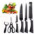 Kit 6 Peças Conjunto de Faca Carne Legumes Descascador Tesoura Profissional
