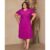 Vestido Evangélico Midi Feminino Plus Size de Manga Curto Malha Lese Plissado Lisa