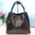 Bolsa Feminina de couro estilo saco grande super transversais de ombro mao / ombro com correntes pretas e prateadas