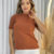 Kit 2 Blusa Feminina Gola Alta 100% Algodão Manga Curta Básica sem estampa
