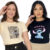 Kit 2 T-shirt Camiseta Feminina 100% Algodão Estampa Desenho