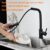 Torneira De Cozinha Pull-Out Preto Inox Sus304 Torneira 360 Rotação De Água Quente E Fria Torneira Único Buraco
