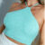 Cropped Top Tricot Modal Premium Triangulo Frente Única Moda Feminina de Amarrar Texturizado
