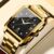 BINBOND watch men’s fashion square gold and black watch waterproof luminous stainless steel quartz watch