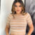 Blusa Listrada Manga Curta Tricot em Fio Modal