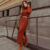 Vestido de frio feminino tricô midi gola alta com fenda elegante tricot mousse