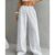 Calça de moletom com cintura elástica de cor sólida, calça larga casual para roupas femininas