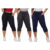 Kit 3 Calças capri feminina Cintura alta Corsário canelada