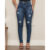 Calça Skinny Destroyed Elegance Feminina Jeans Rasgada Tecido Premium Cintura Alta Levanta Bumbum
