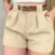 Short Alfaiataria com Cinto com Bolso Cintura Alta Social Feminino PROMOÇÃO